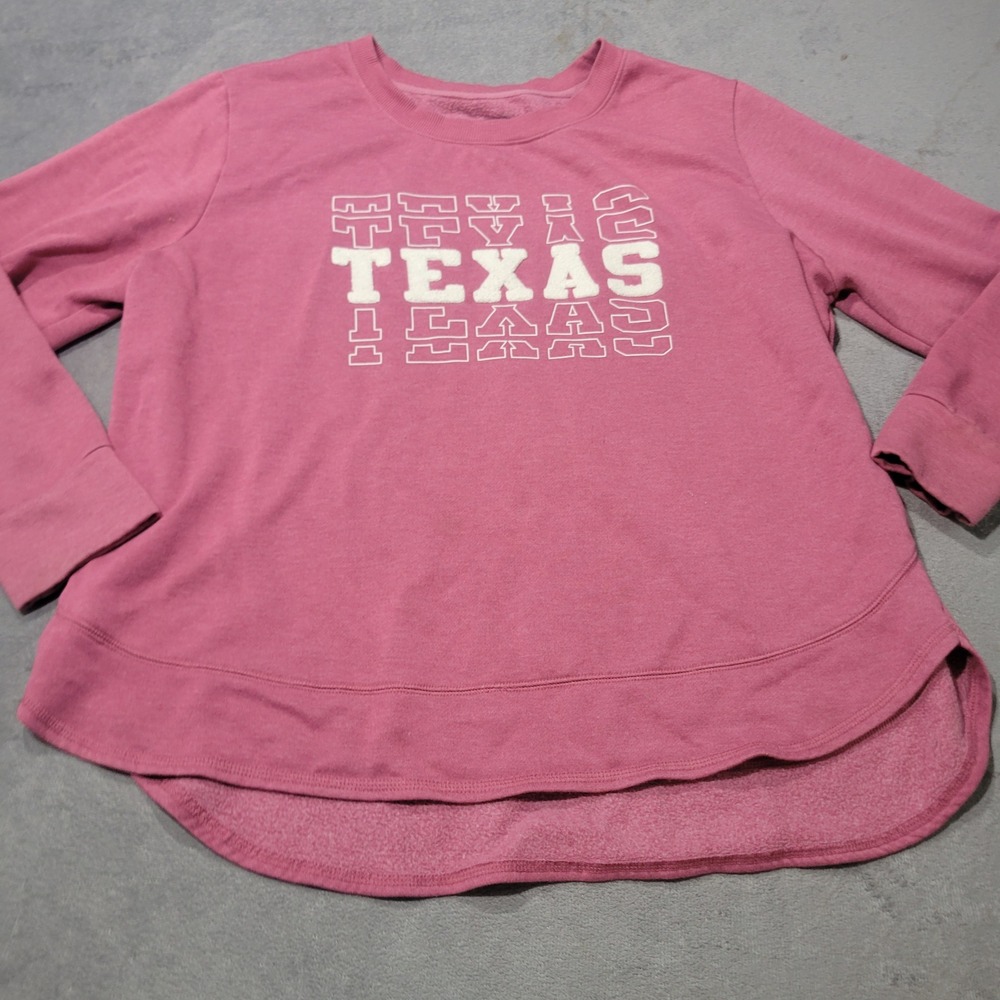 State of Mine Sweatshirt Womens XXL Pink Texas‎ Graphic High Low Fleece Pullover